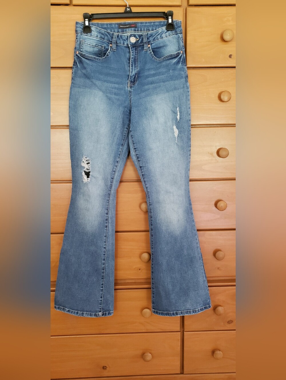 YMI Light Blue Distressed Flare Jeans